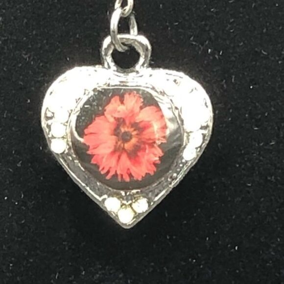 Pressed Flower Y Necklace with Rhinestones - Picture 3 of 7